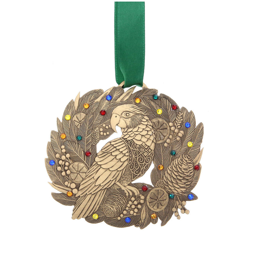Product view of Merry Parrot Ornament with Crystals