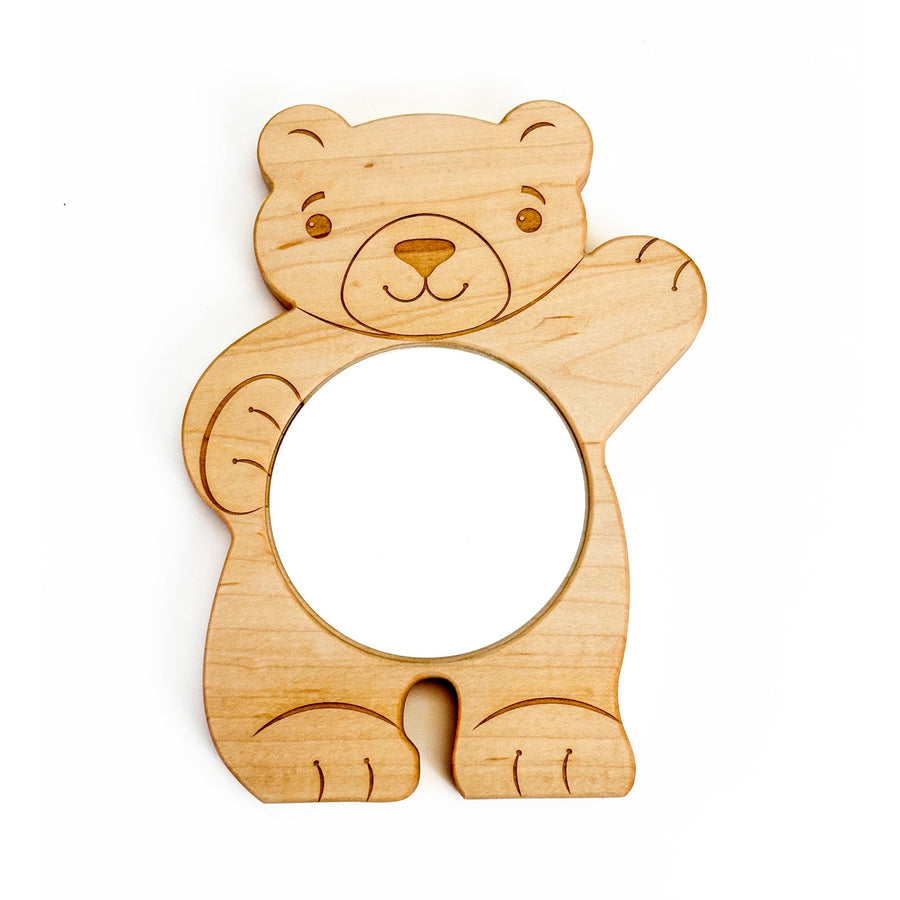 Friendly Bear Wooden Baby Discovery Mirror