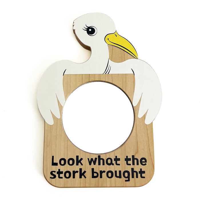 Friendly Stork Wooden Baby Discovery Mirror