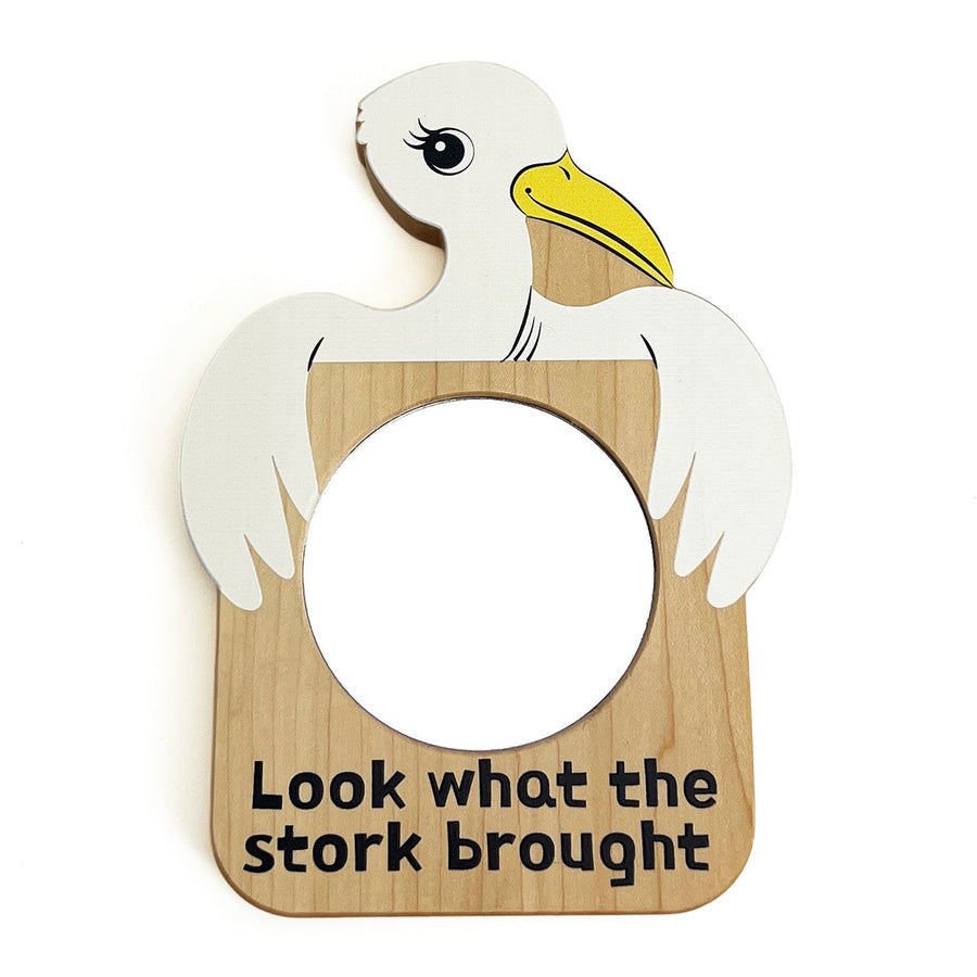 Friendly Stork Wooden Baby Discovery Mirror