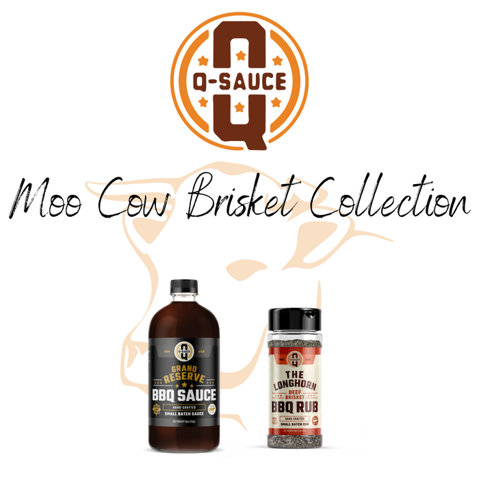 Moo Cow Brisket Collection showing Grand Reserve sauce and The Longhorn rub