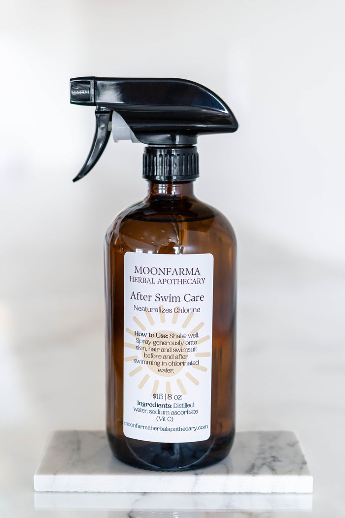 Amber trigger-spray bottle of After-Swim sodium ascorbate spray
