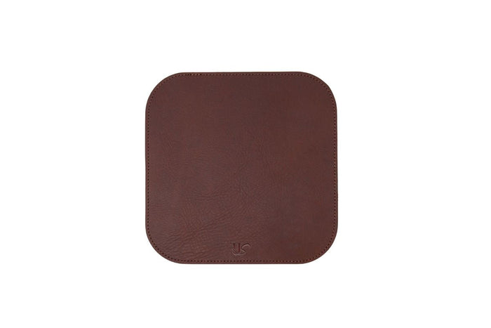 Leather Mouse Pad — square brown leather mouse pad