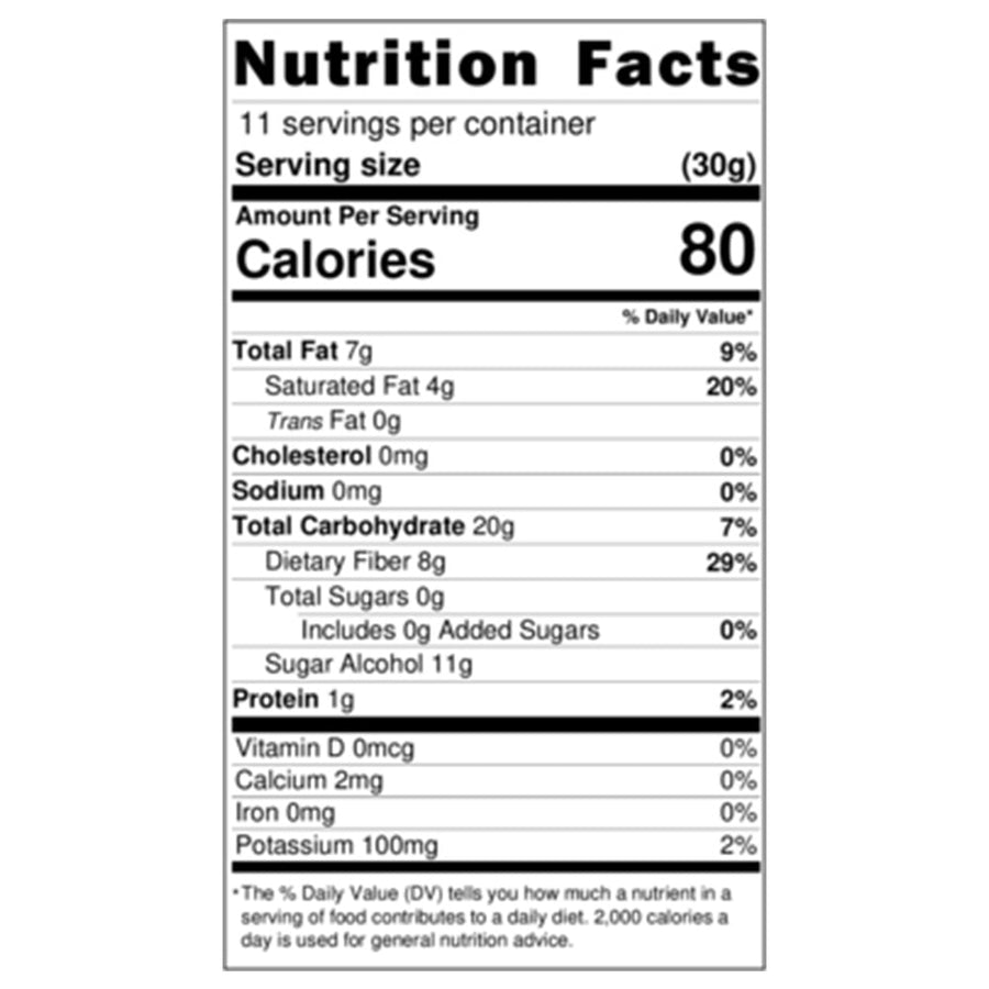 ShellBe Chocolate Candy Buttons: Nutrition Facts panel.