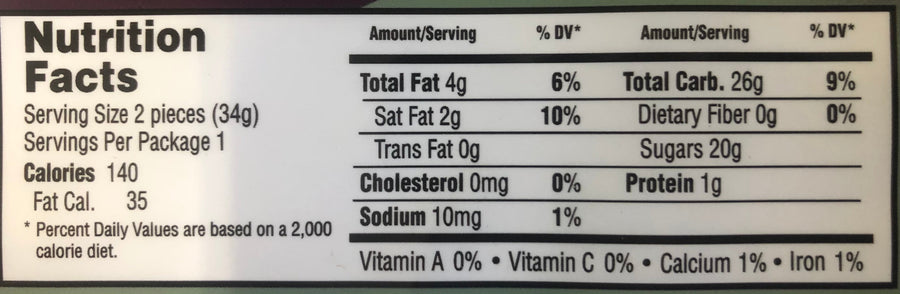Huckleberry Gem Milk Chocolate Marshmallow Bar — nutrition facts