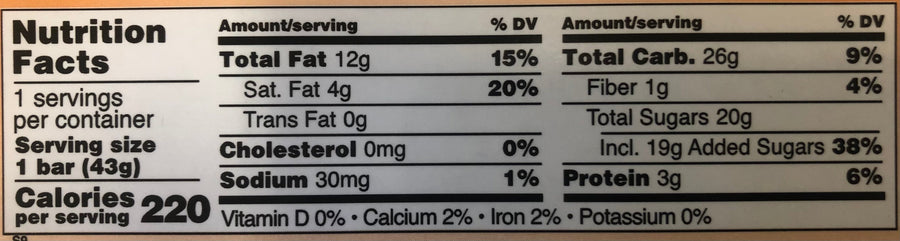 Old Faithful Milk Chocolate Peanut Marshmallow Bar — nutrition facts