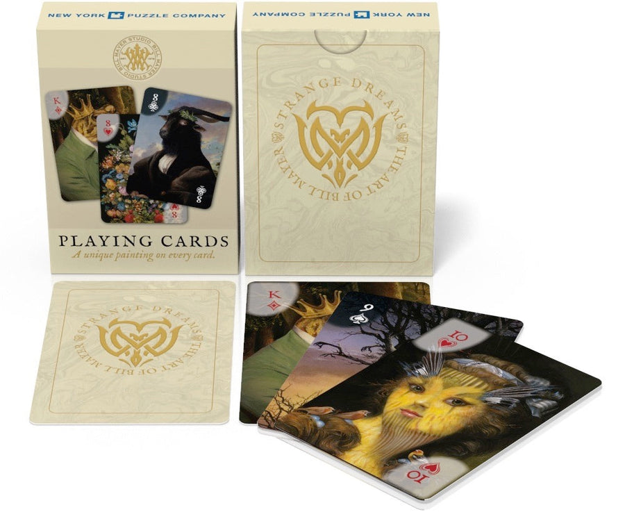 Bill Mayer Playing Cards packaging with example cards