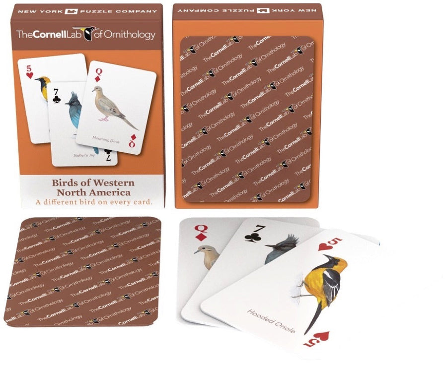 Birds of Western North America Playing Cards packaging with example cards
