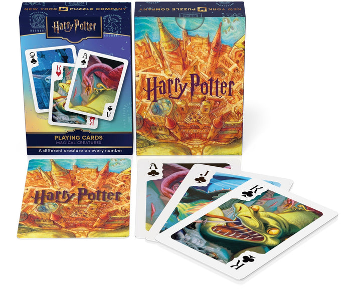 Harry Potter Beasts Playing Cards packaging with example cards