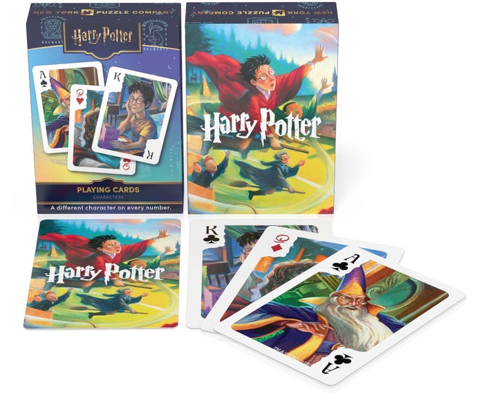 Harry Potter Characters Playing Cards packaging with example cards