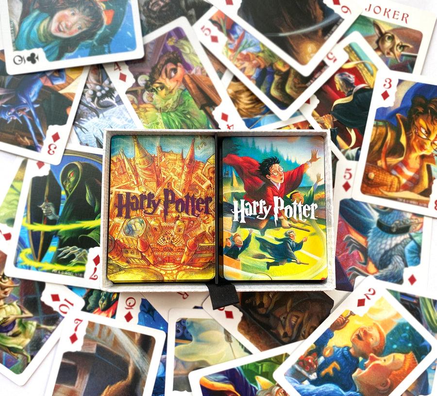 Spread of Harry Potter illustrated playing cards
