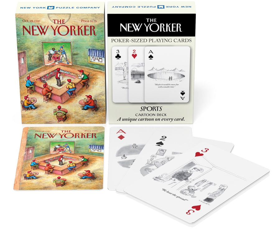 Sports Cartoons Playing Cards packaging with example cards