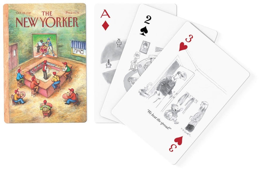 Illustrated faces and backs of sports cartoons playing cards