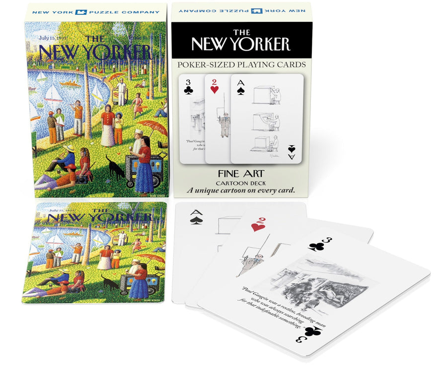 Fine Arts Cartoons Playing Cards packaging with example cards