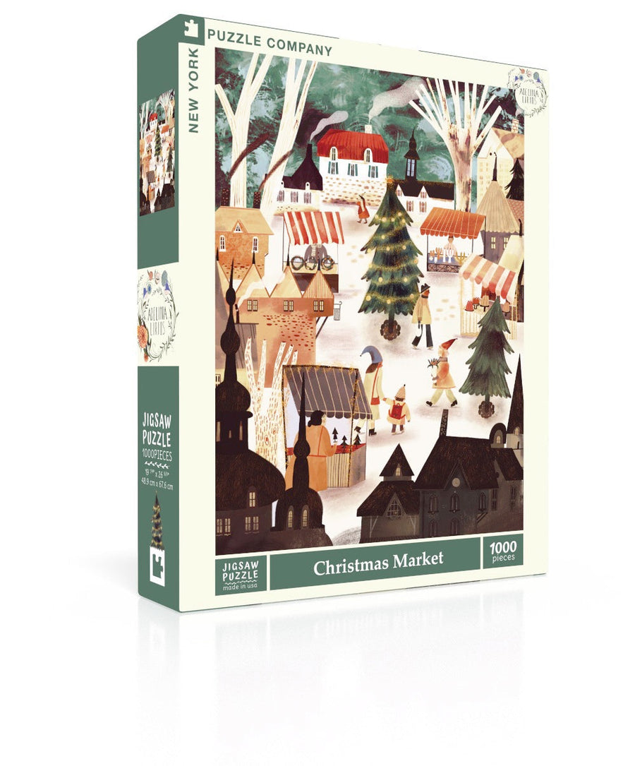 Christmas Market puzzle box and illustrated design
