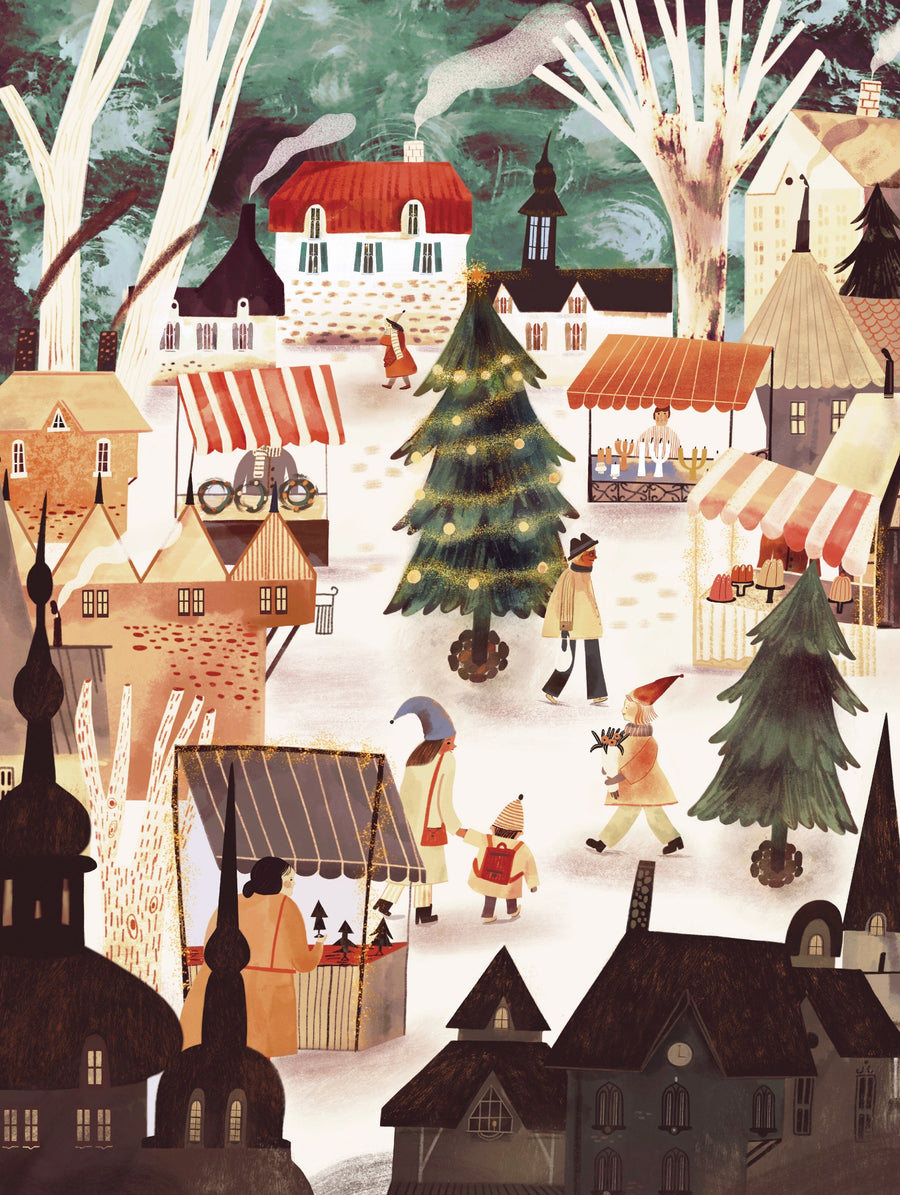 Illustrated Christmas Market puzzle design
