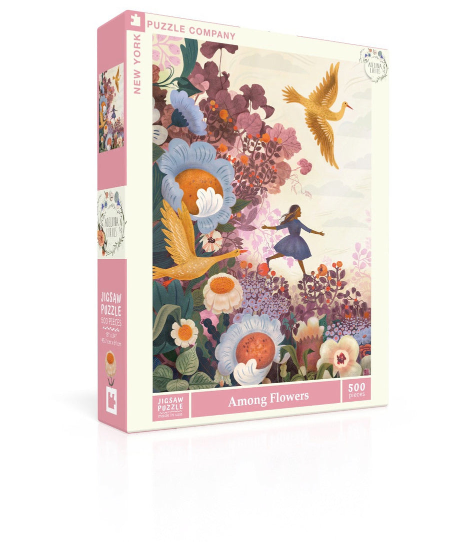 Among Flowers puzzle box and illustrated design