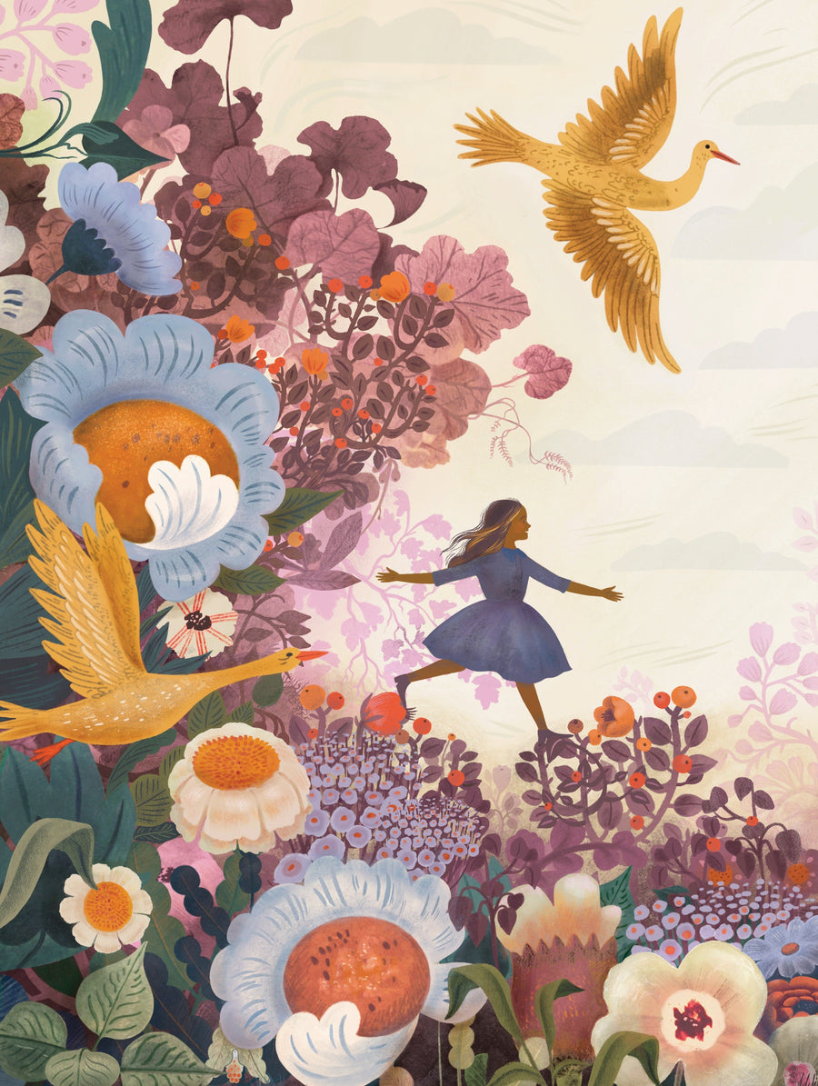 Illustrated Among Flowers puzzle design