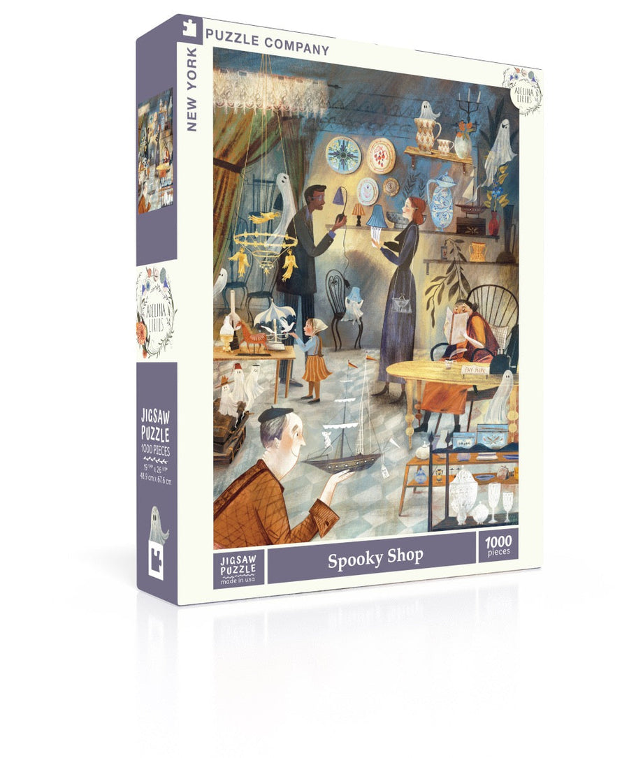 Spooky Shop puzzle box and illustrated design