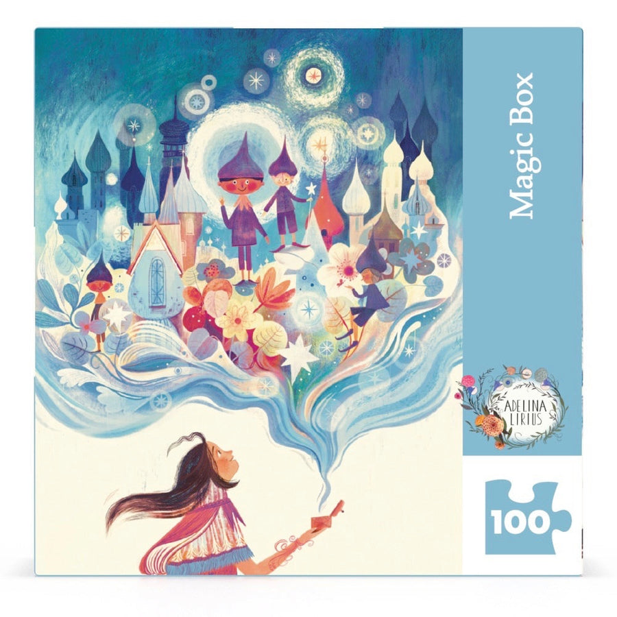 Packaging showing Magic Box Mini puzzle artwork