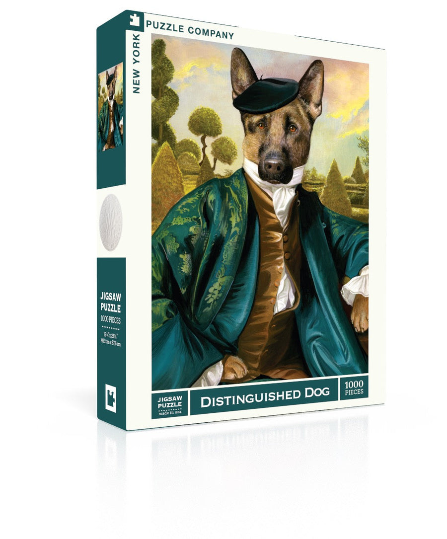 Distinguished Dog puzzle box and illustrated design