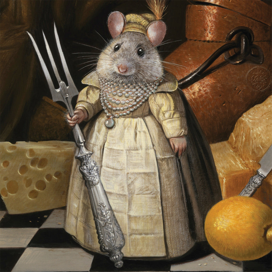 Illustrated Lady Camembert puzzle design