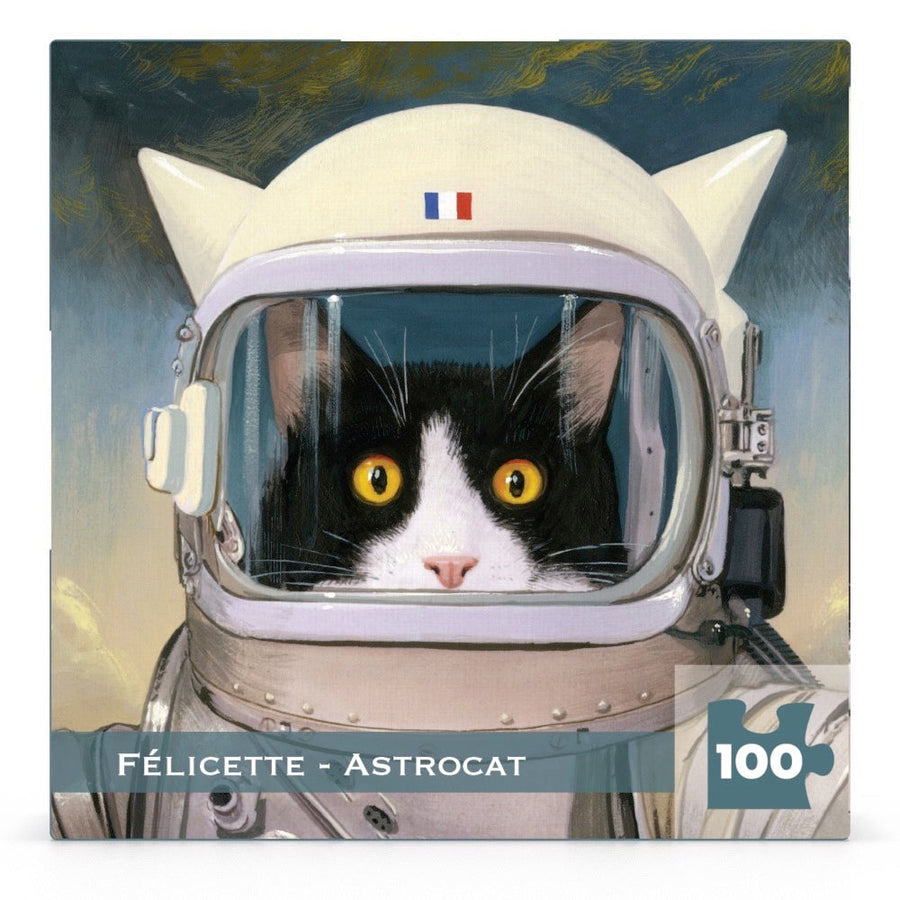 Packaging showing Félicette - Astrocat Mini puzzle artwork