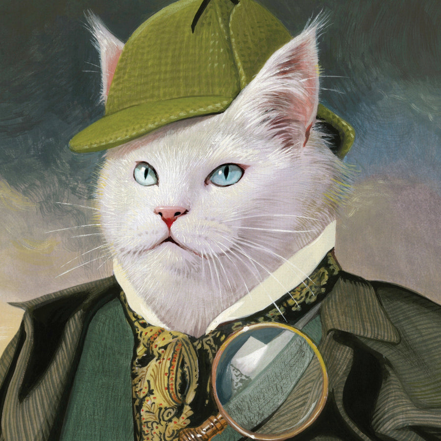 Illustrated Snowball - Cat Detective Mini puzzle design