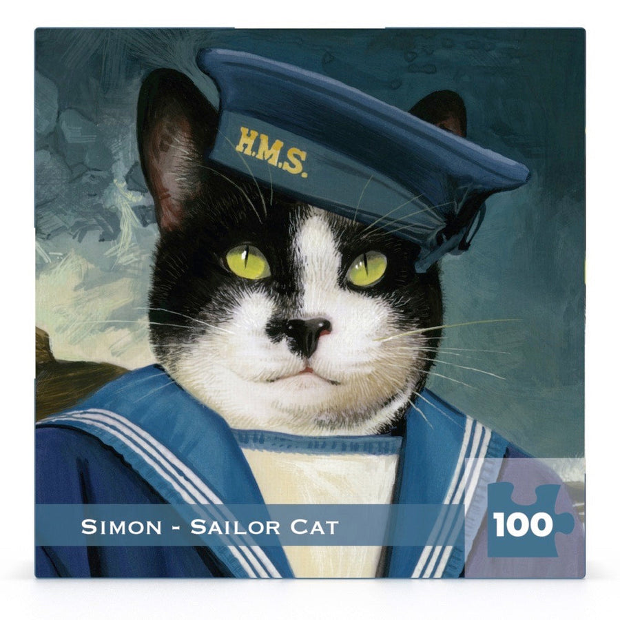 Packaging showing Simon - Sailor Cat Mini puzzle artwork