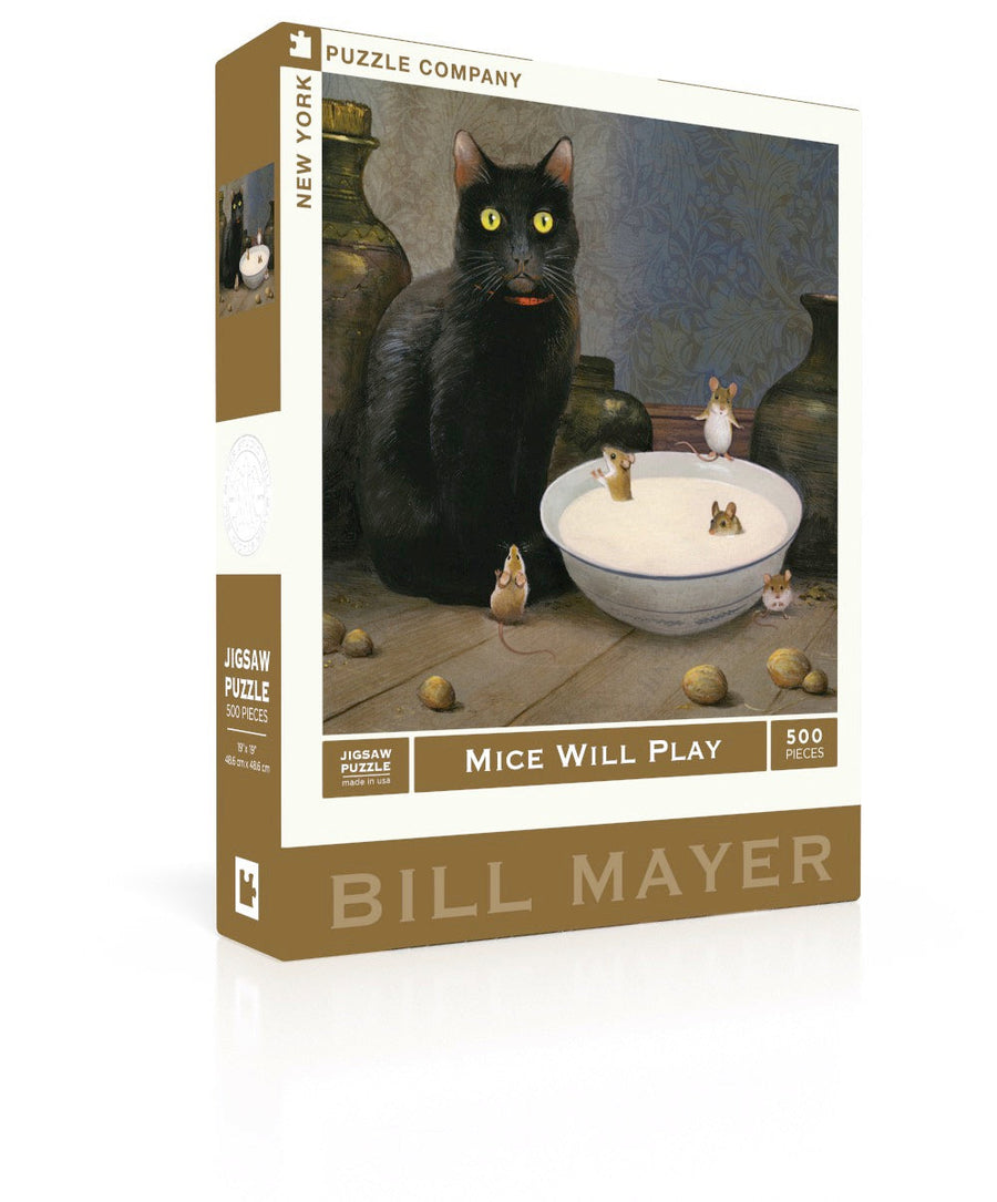 Mice Will Play puzzle box and illustrated design