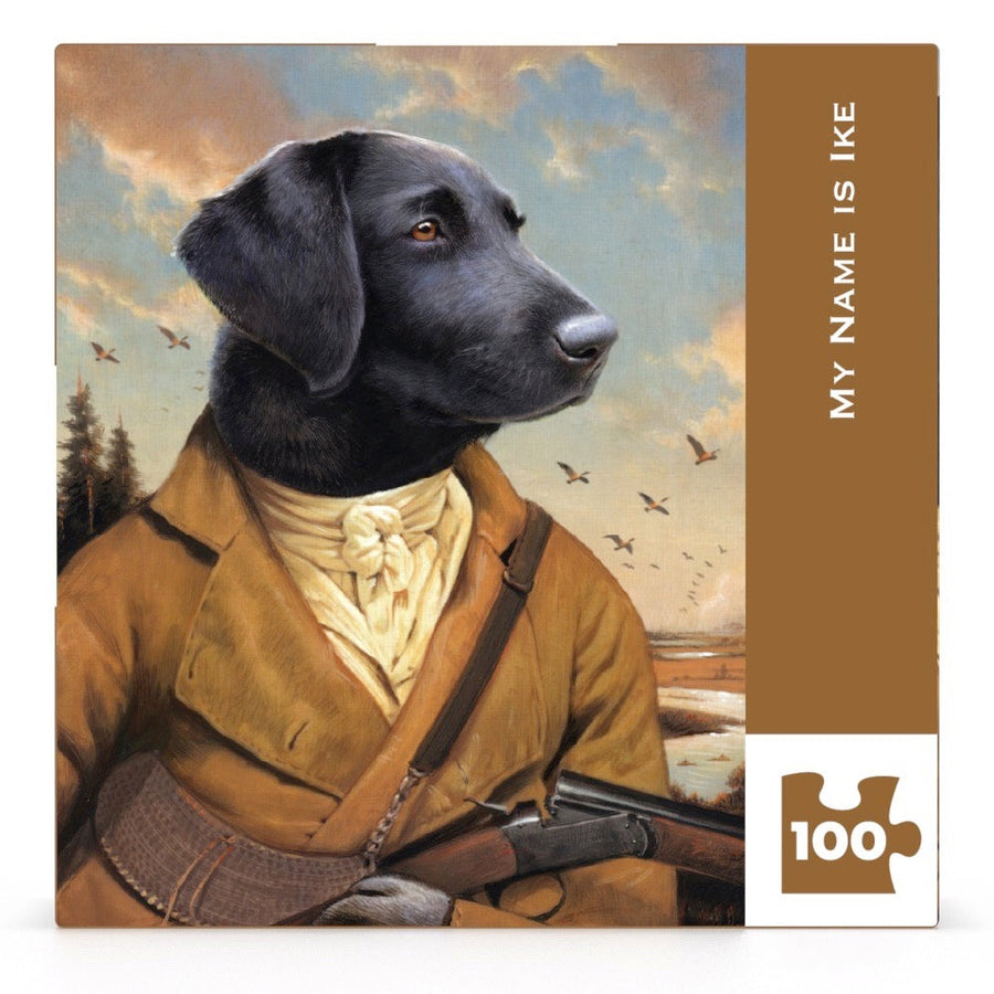 Packaging showing My Name is Ike Mini puzzle artwork