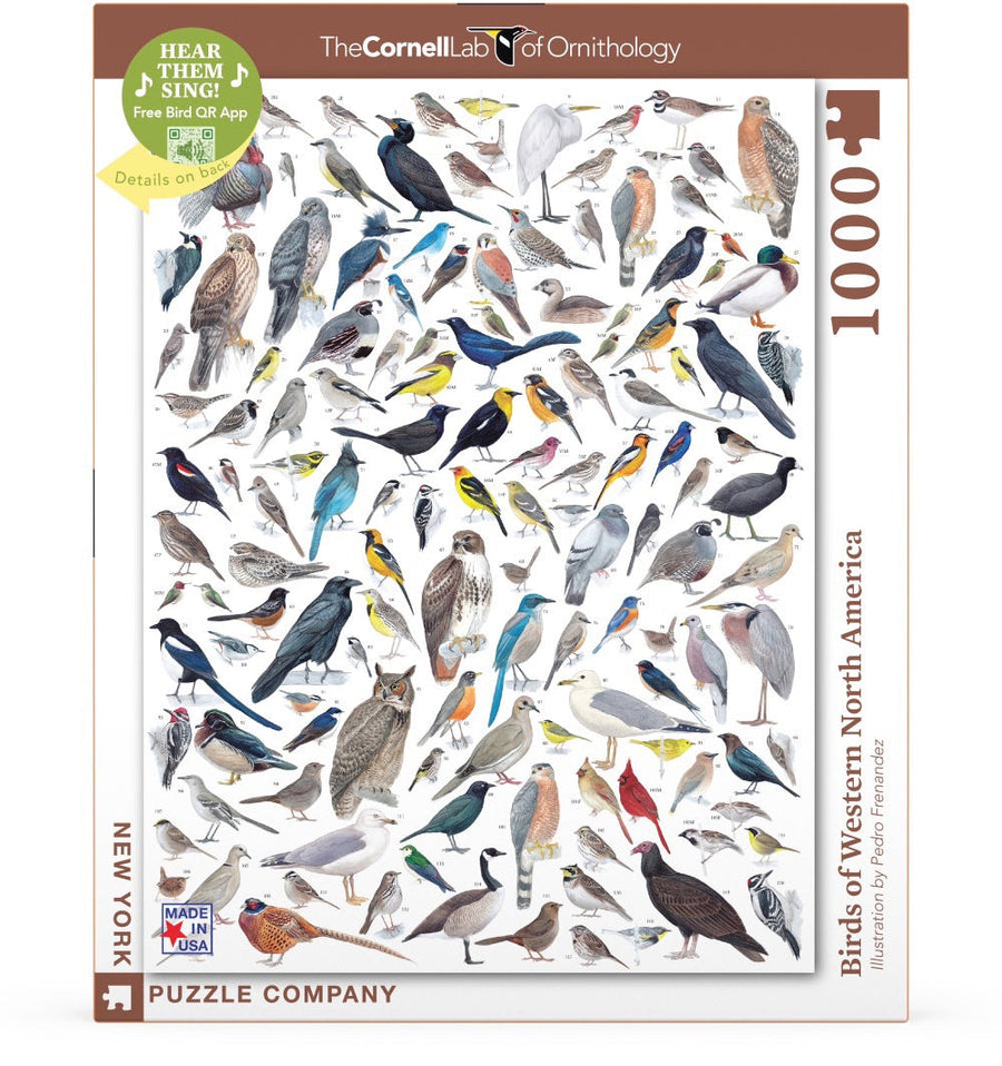 Packaging showing Birds of Western North America puzzle artwork