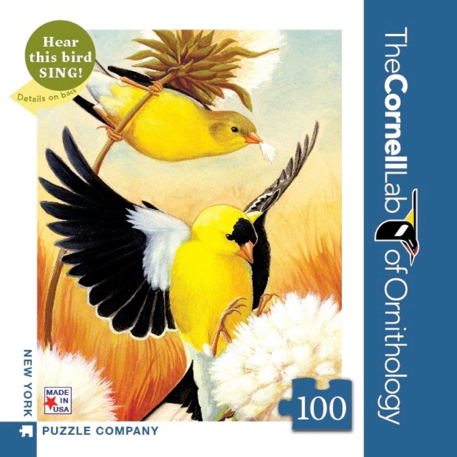 Packaging showing American Goldfinch Mini puzzle artwork