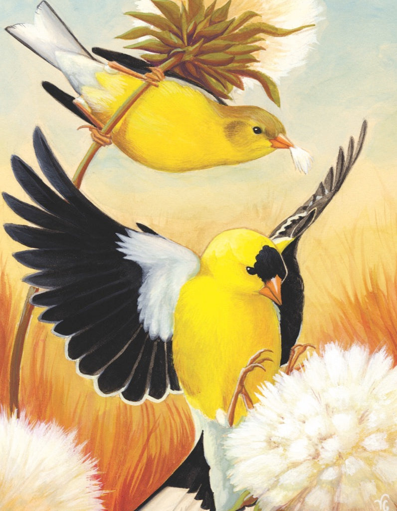 Illustrated American Goldfinch Mini puzzle design
