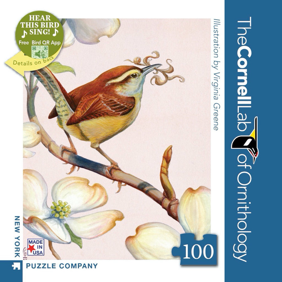 Packaging showing Carolina Wren Mini puzzle artwork