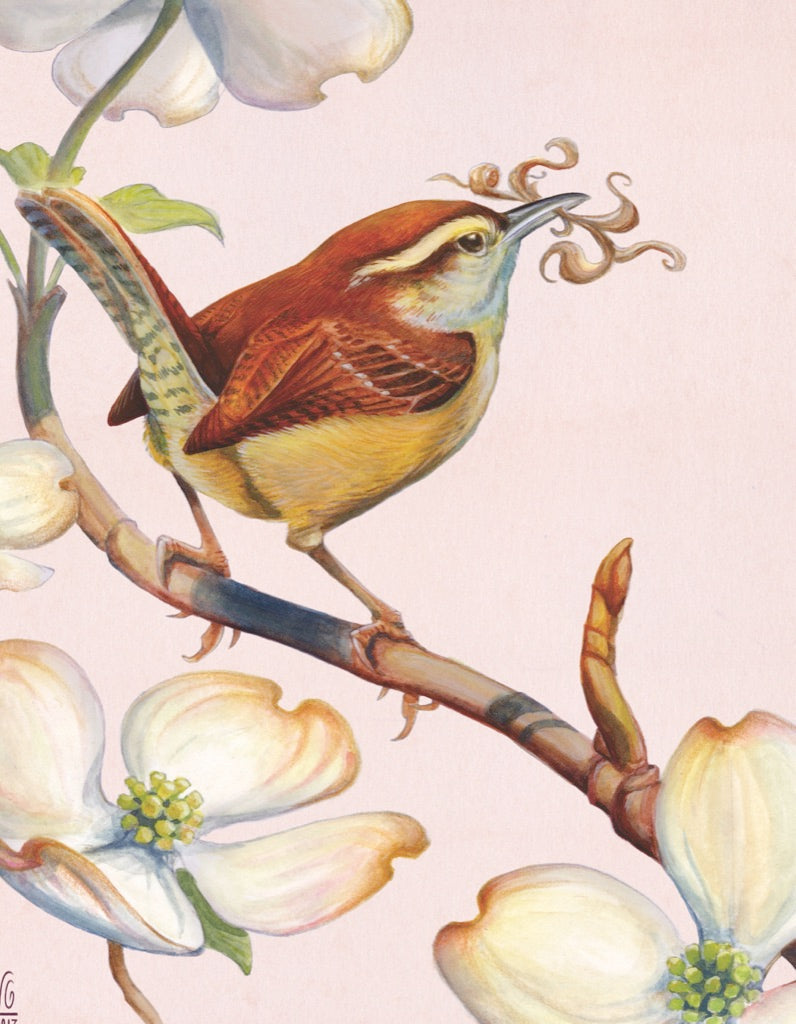 Illustrated Carolina Wren Mini puzzle design