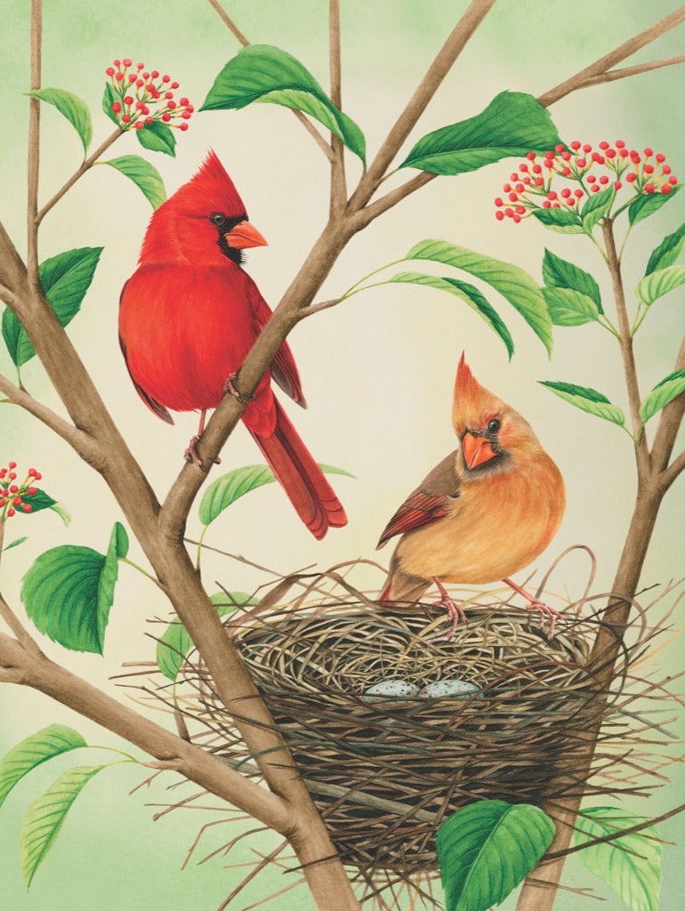 Illustrated Northern Cardinals puzzle design