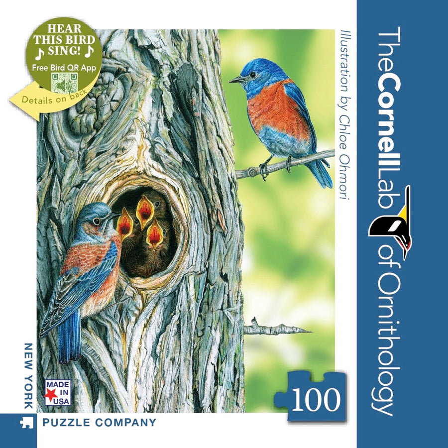 Packaging showing Western Bluebird Mini puzzle artwork