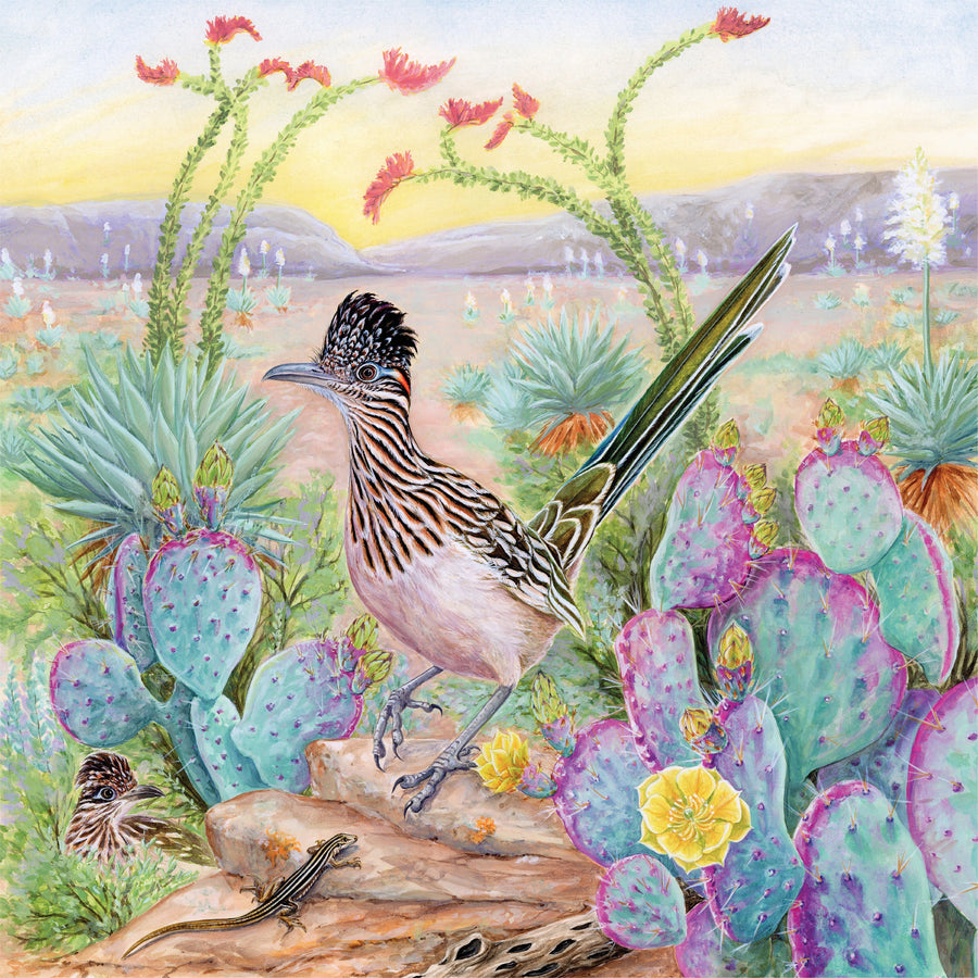 Illustrated Greater Roadrunner puzzle design