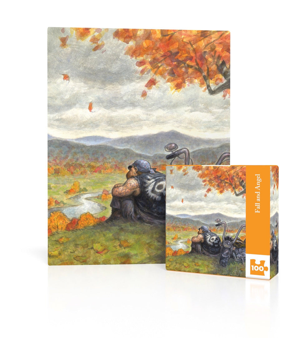 Fall and Angel Mini puzzle box and illustrated design