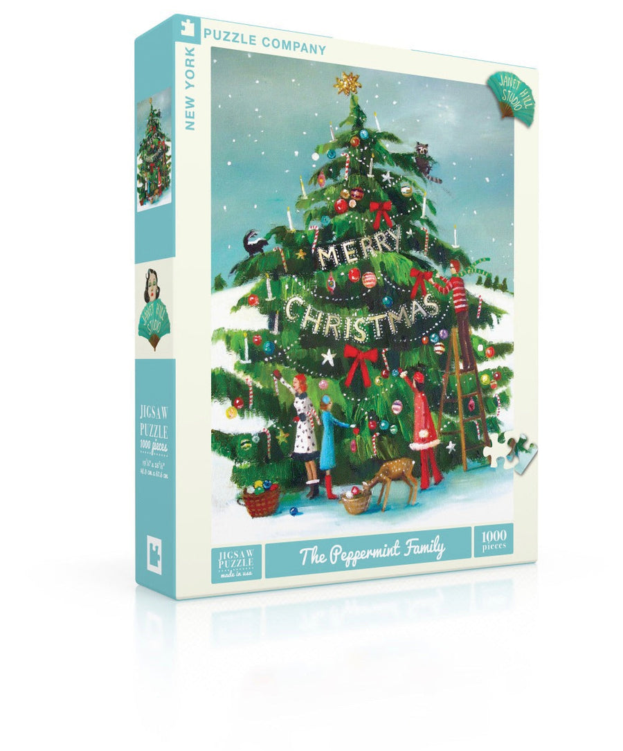 The Peppermint Family puzzle box and illustrated design