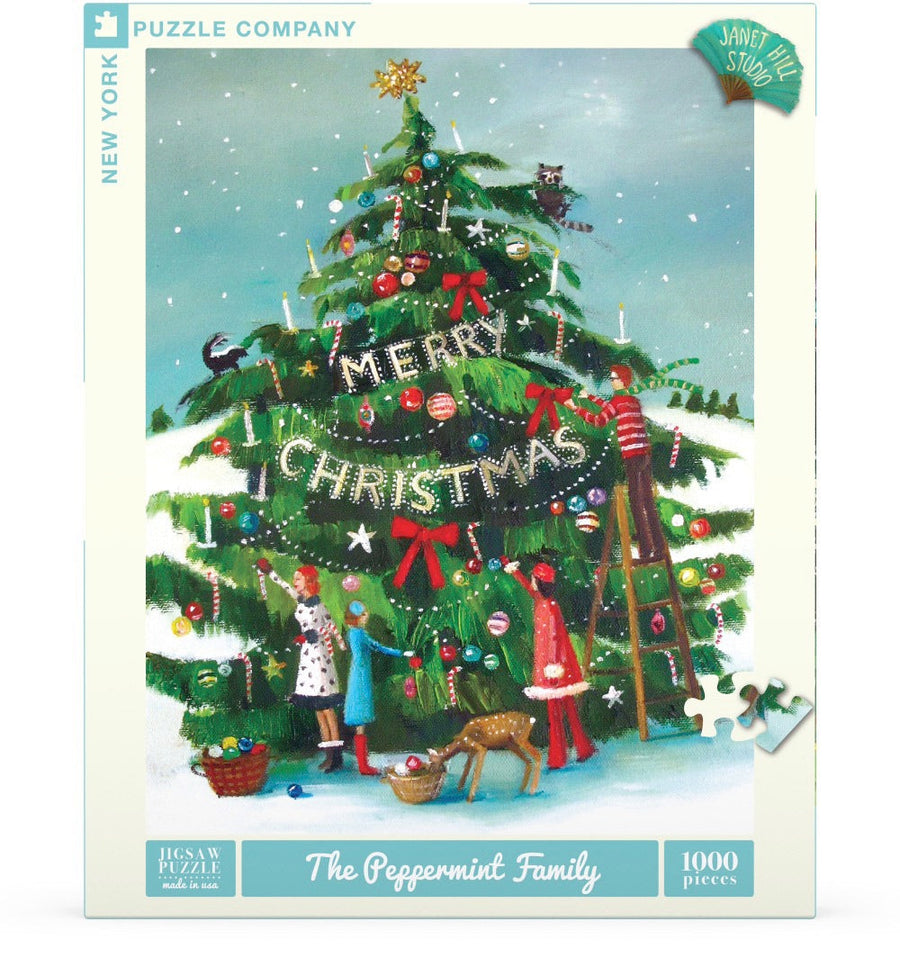 Packaging showing The Peppermint Family puzzle artwork