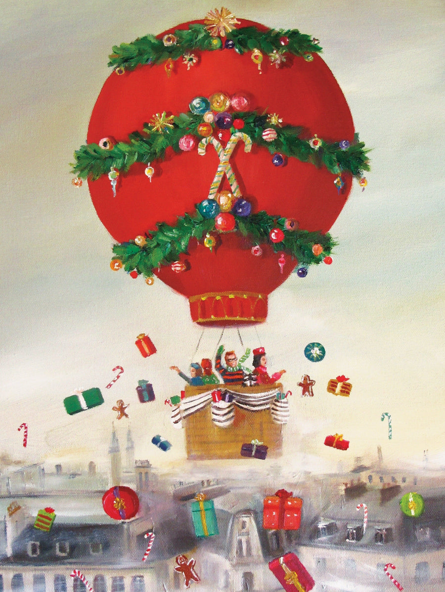 Illustrated Christmas Balloon Ride puzzle design