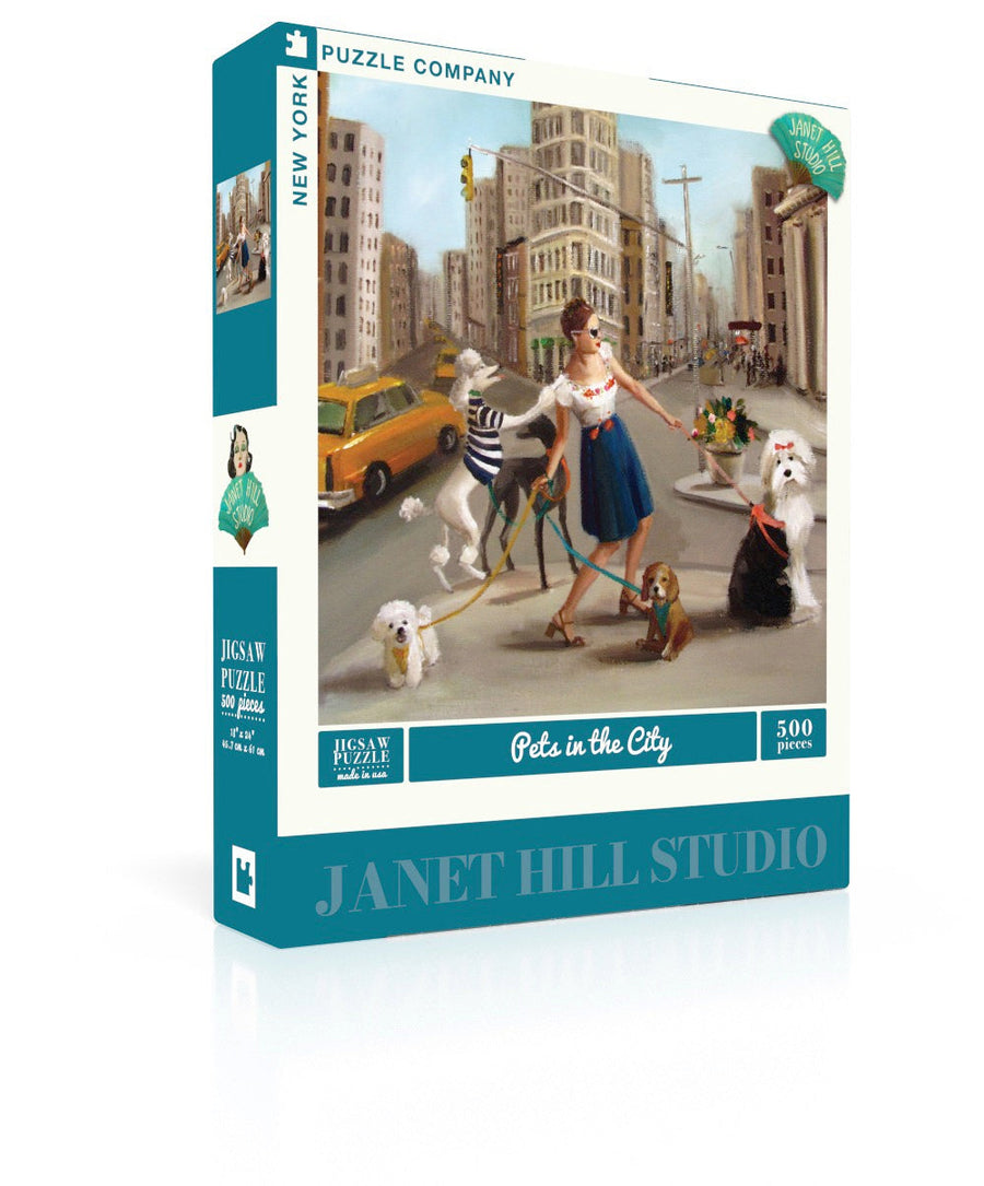Pets in the City puzzle box and illustrated design