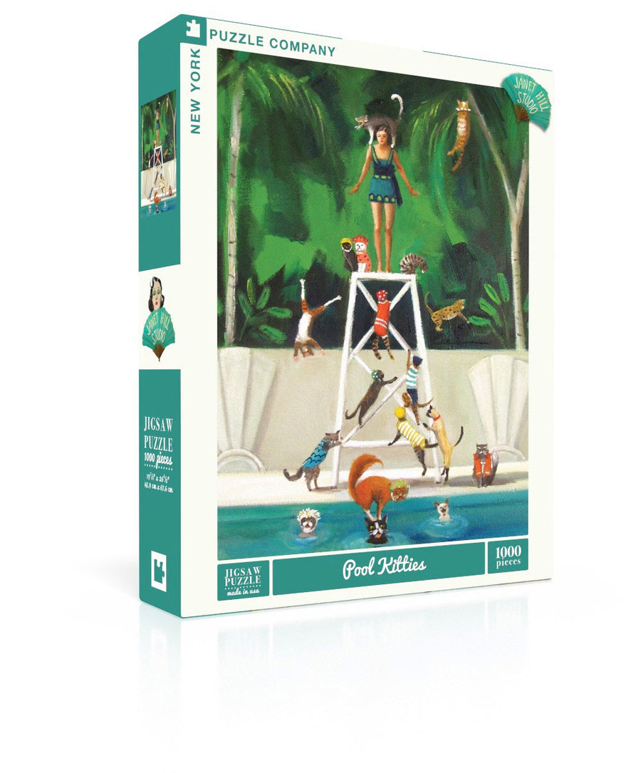 Pool Kitties puzzle box and illustrated design