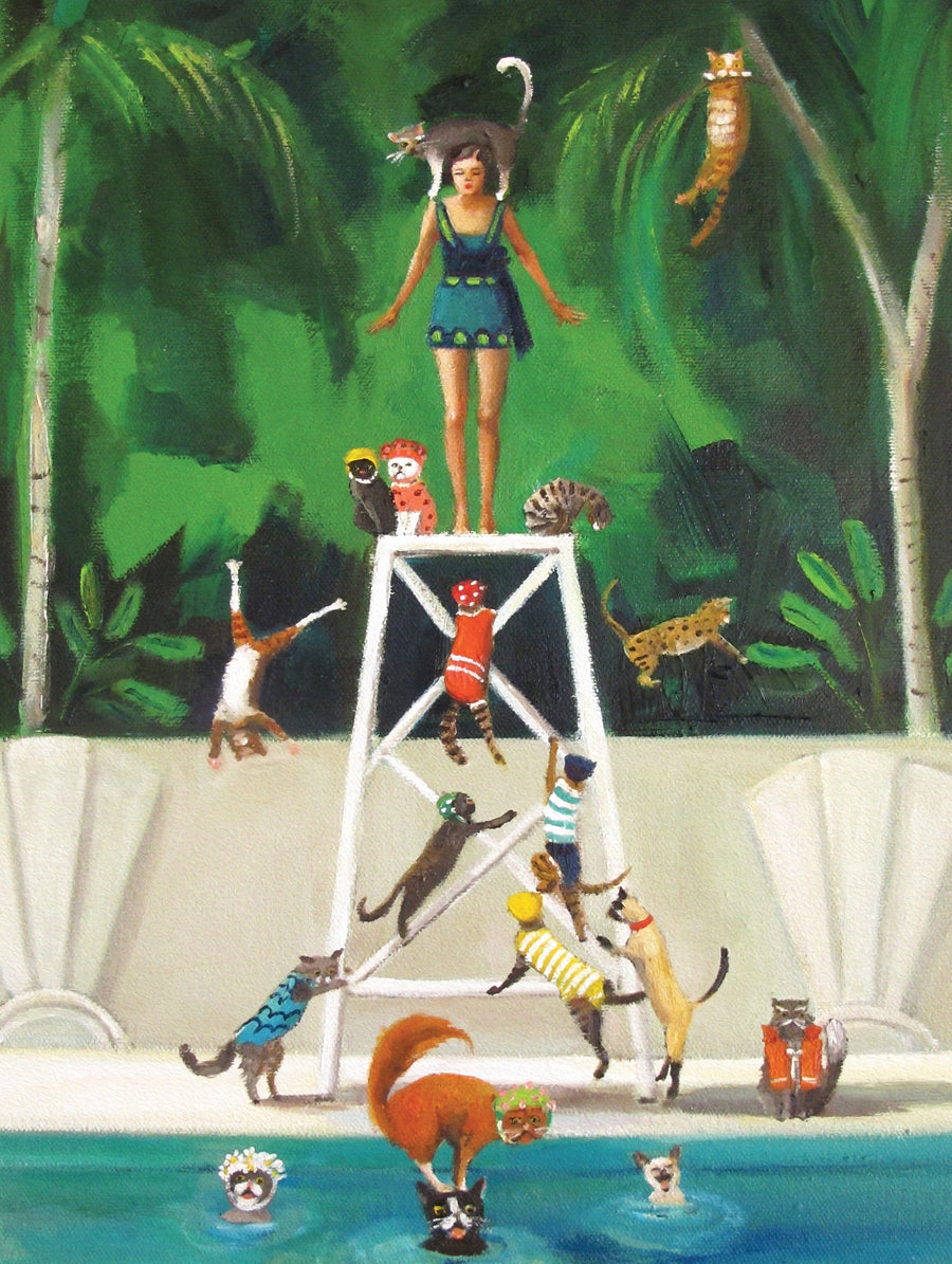 Illustrated Pool Kitties puzzle design