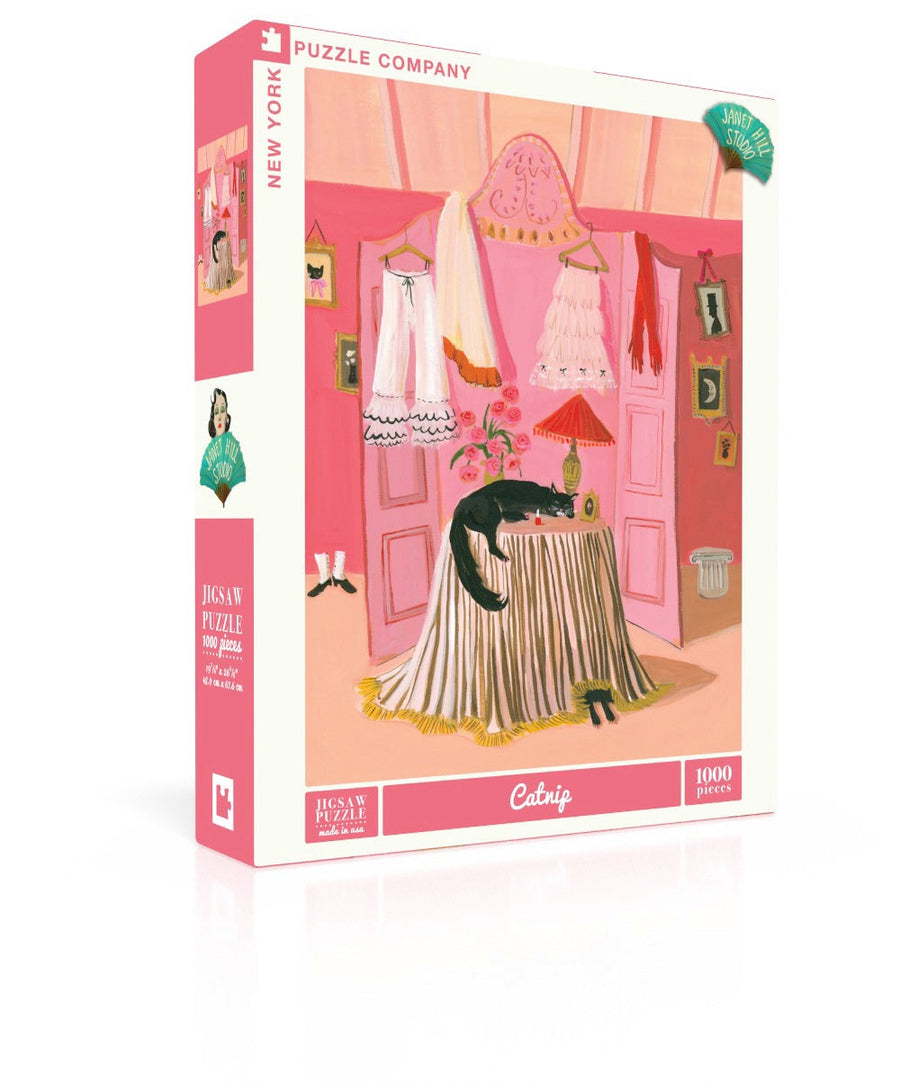 Catnip puzzle box and illustrated design