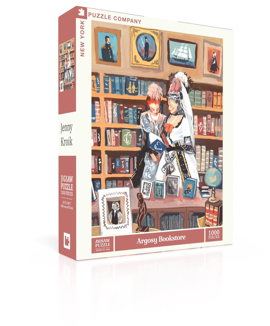 Argosy Bookstore puzzle box and illustrated design