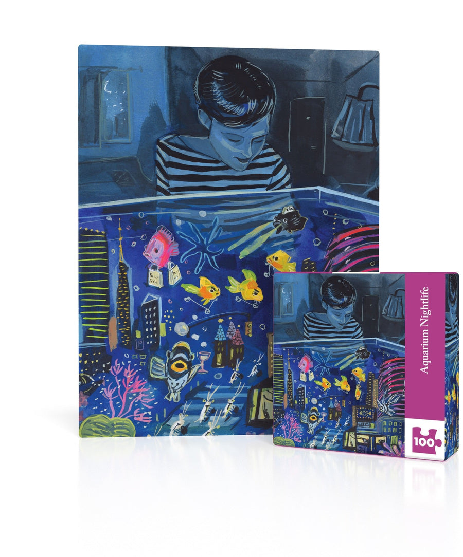 Aquarium Nightlife Mini puzzle box and illustrated design