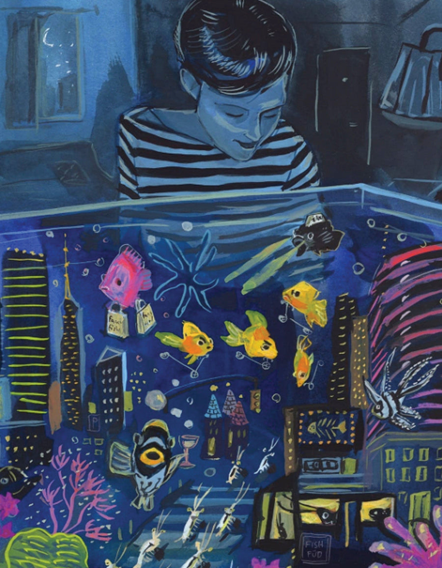Illustrated Aquarium Nightlife Mini puzzle design
